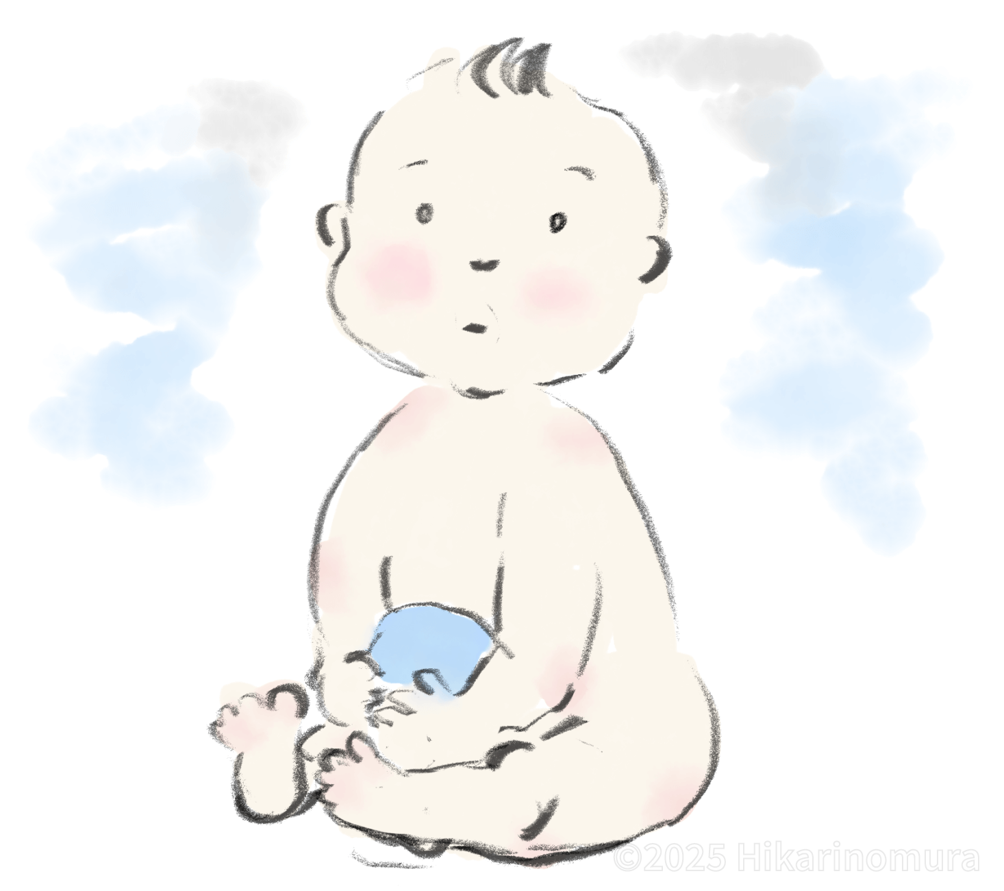 赤ちゃんがこちらを可愛く見つめています